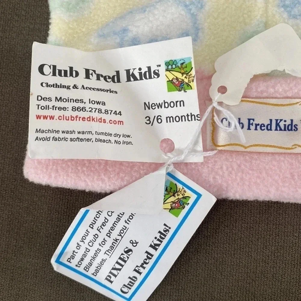 Club Fred Kids girls winter hat newborn pink yellow NWT 3-6 months Jester hat